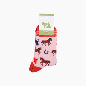 Horse Riding Bamboo Socks In Pink, 4 of 4