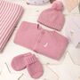 Luxury Baby Girls Cardigan, Bobble Hat And Mittens Set, thumbnail 10 of 10
