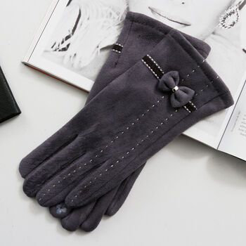 Cutesy Bow Tie Gloves With Hand Stitch Details, 2 of 12