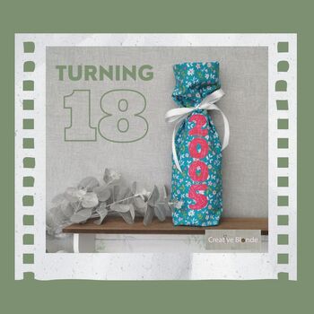 Fabric Wine Bottle Gift Bag, 21st Birthday Gift, Personalised 18th Milestone Gift, 4 of 12