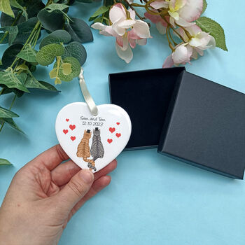 Personalised Cat Wedding Heart Keepsake, 5 of 7