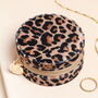 Leopard Print Velvet Round Travel Jewellery Case, thumbnail 3 of 7