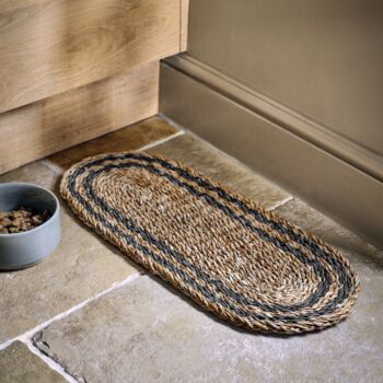 Seagrass Pet Bowl Mat With Border, 2 of 3