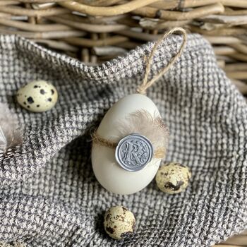 Goose Egg With Quail Feathers And Personalised Wax Seal, 4 of 9