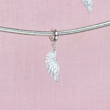Sterling Silver Crystal Angel Wing Charm, 3 of 7