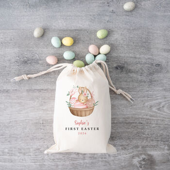 Easter Bunny Drawstring Bag With Name, 4 of 4