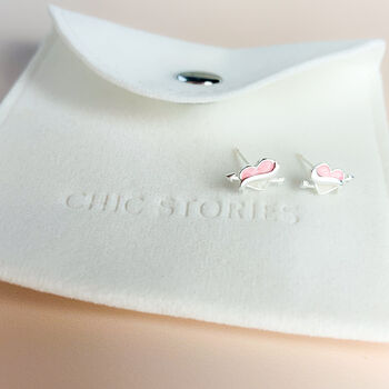 Sterling Silver Cupid's Arrow Heart Stud Earrings, 4 of 5