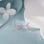 Sterling Silver Tourmaline Pink Pear Cut Cz Drop Earrings, thumbnail 2 of 10