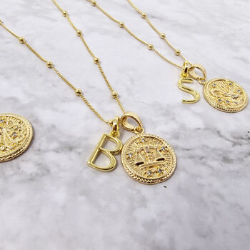 18k Gold Vermeil Plated Initial Zodiac Necklace, 4 of 8