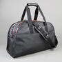 Black Leather Laptop Weekend Bag With Orange Zip, thumbnail 2 of 9