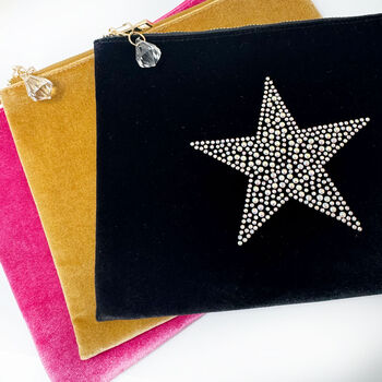 Star Rhinestone Velvet Make Up Bag Gift For Her, 5 of 6