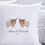 Couples Personalised Highland Cow Cushion, thumbnail 2 of 3