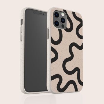 Black Line Swirl Biodegradable Phone Case, 4 of 8