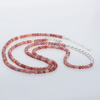 Long Orange Agate Beaded Necklace With Sterling, 3 of 10
