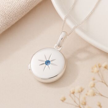 Personalised Sterling Silver March Birthstone Locket – Aquamarine, 3 of 8
