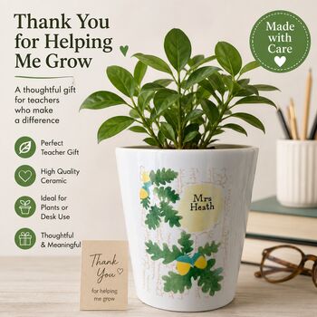 'Oak Tree' Personalised Plant Pot Gift For Teacher, 2 of 3