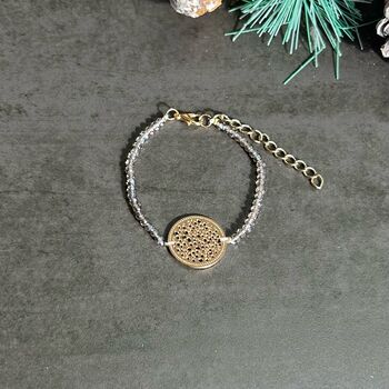 Silver Plated Filigree Disc And Navy Bead Bracelet, 4 of 6