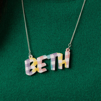 Personalised Pastel Gingham Name Necklace, 4 of 6