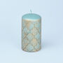 G Decor Morocco Gold Brass Turquoise Blue Pillar Candle, thumbnail 2 of 5