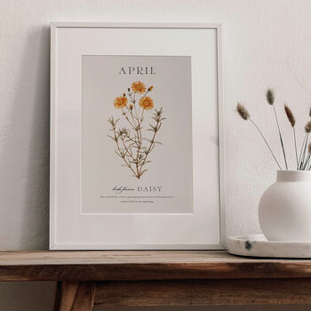 Birth Flower Wall Print 'Daisy' For April, 7 of 9