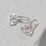 Sterling Silver Dangly Lotus Flower Earrings, thumbnail 4 of 7