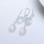 Sterling Silver Double Moonstone Dangly Oval Earrings, thumbnail 1 of 3