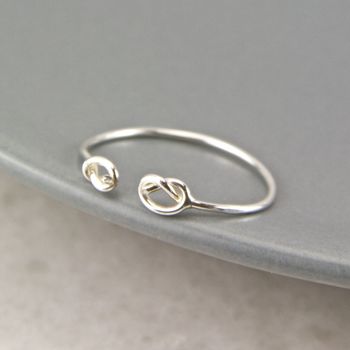 Skinny Sterling Silver Knot Open Ring, 3 of 8