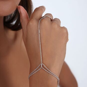 Skinny Drip Hand Chain With White Topaz, 3 of 3