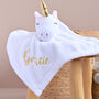 Personalised Unicorn White Baby Comforter, thumbnail 1 of 8