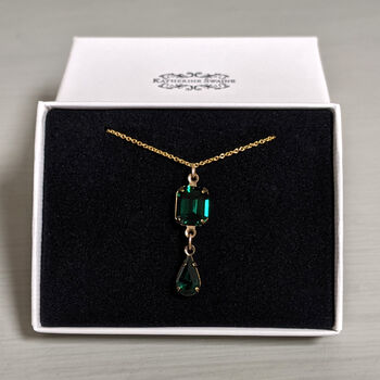 Emerald Cut Crystal Droplet Necklace, 2 of 5