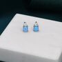 Sterling Silver Tiny Blue Opal And Cz Stud Earrings, thumbnail 5 of 12