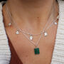 Malachite Square Pendant Necklace 9ct Gold Or Silver, thumbnail 5 of 5