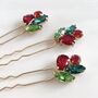 Red And Green Crystal Hair Pins, thumbnail 2 of 6