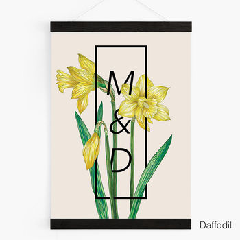 Personalised Couples Initials Floral Botanical Print, 5 of 12