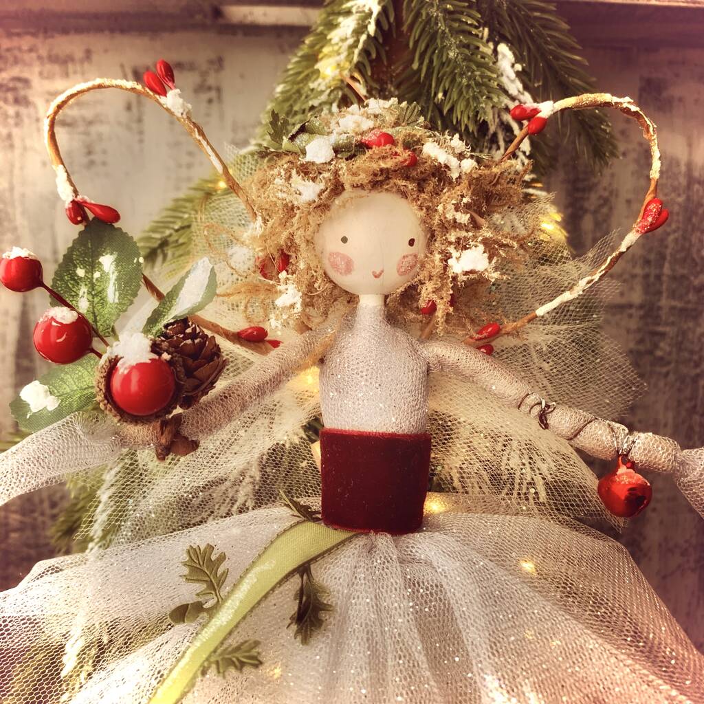 Personalised Red Berry Woodland Fairy Tree Topper, 1 of 12