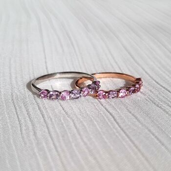 Pink Sapphire And Pink Amethyst Half Eternity Band, 3 of 12