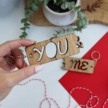 You And Me Interlocking Key Rings For Valentine's, 3 of 4