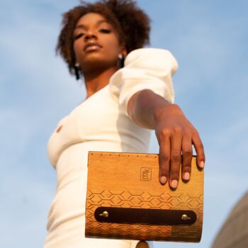 Mahogany Hardwood And Leather Clutch Bag, 9 of 9