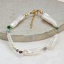 White Long Pearl And Gemstone Bracelet, thumbnail 2 of 11