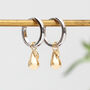 18ct Gold Plated And Silver Pear Charm Hoop Earrings, thumbnail 2 of 4