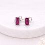Sterling Silver Ruby Baguette Stud Earrings – 6mm X 4mm, thumbnail 4 of 6