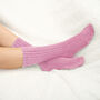 Ribbed Women's Bed Socks Pink, thumbnail 1 of 3