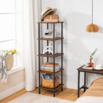 Five Tier Tall Narrow Open Shelving Unit Storage Rack, 3 of 9