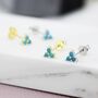 Sterling Silver Turquoise Trinity Stud Earrings, thumbnail 7 of 12