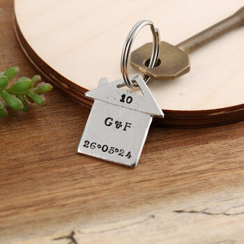 Housewarming Gift New Home House Shaped Keyring, 2 of 8