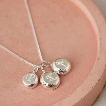 Small Initial Pebble Necklace. Recycled Sterling Silver, 4 of 11