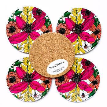 Round Coaster Floral Vivid Blooms Heat And Stain Proof, 11 of 12