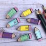 Personalised Pencil Enamel Pin, thumbnail 6 of 6