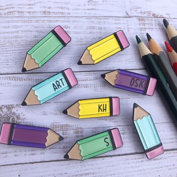 Personalised Pencil Enamel Pin, 6 of 6