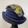 Women's Floral Cashmere Scarf Navy Green, thumbnail 2 of 3